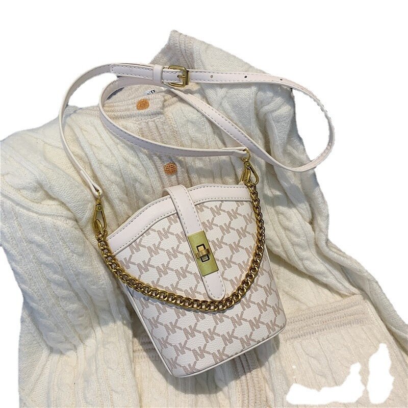 Printed Bucket Bag for Women Girls Simple Fashion Metal Chain Charm Single Shoulder Messenger Bag bolsos para mujer morral 가방