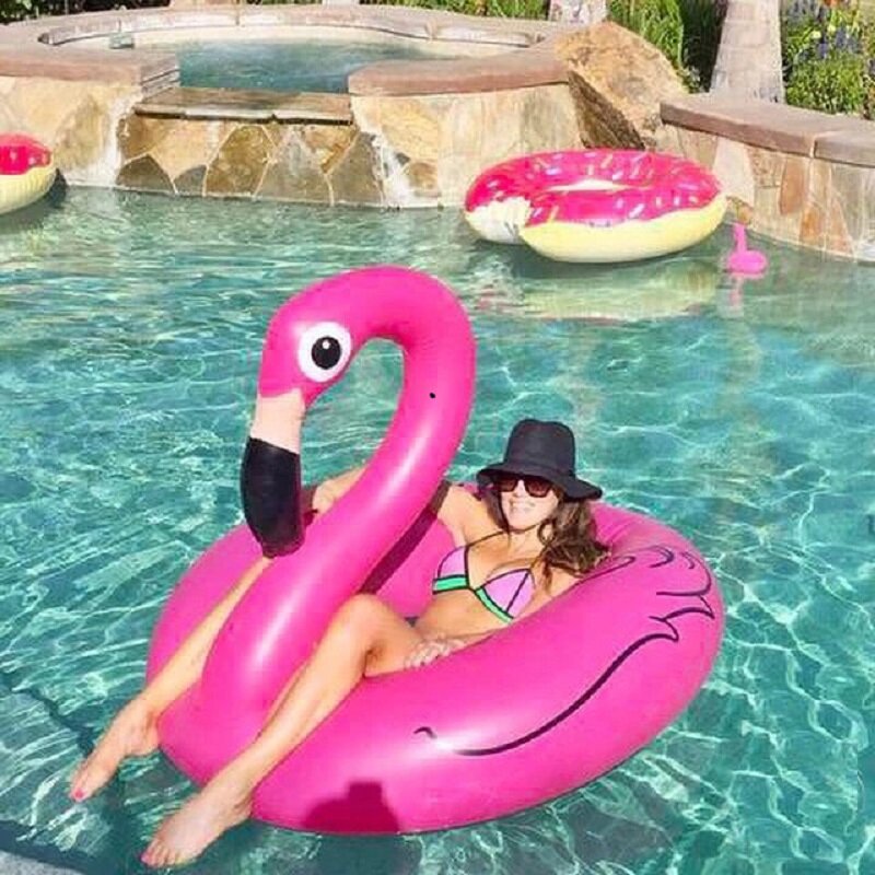 Rooxin Flamingo Inflatable ว่ายน้ำแหวนสำหรับสระว่ายน้ำผู้ใหญ่เด็กว่ายน้ำแหวนยางแหวน Swim Circle ของเล่นสระว่ายน้...