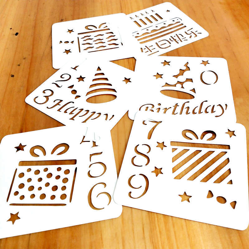 نمو الطفل ، عيد ميلاد سعيد الإستنسل ، حزب قالب لألبوم الرسم و القصاصات ، وصنع بطاقة ، 2 مجموعات و تماما 12 قطعة ، #509