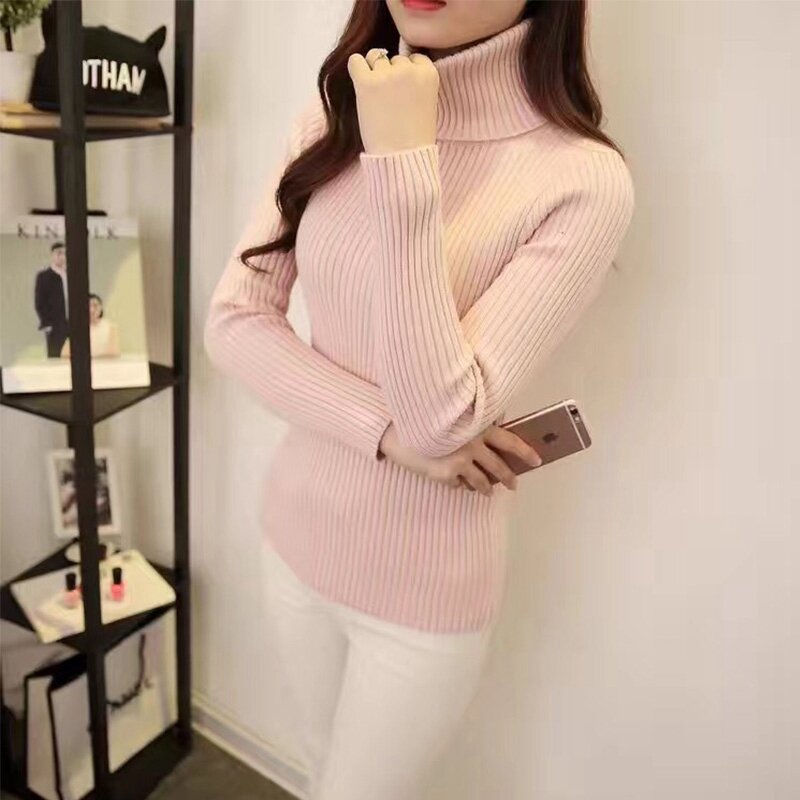2021 Autumn/winter Women's Multicolor Long-sleeved Pullover Jacket Women's Casual Thickened High-neck Knitted Sweater
