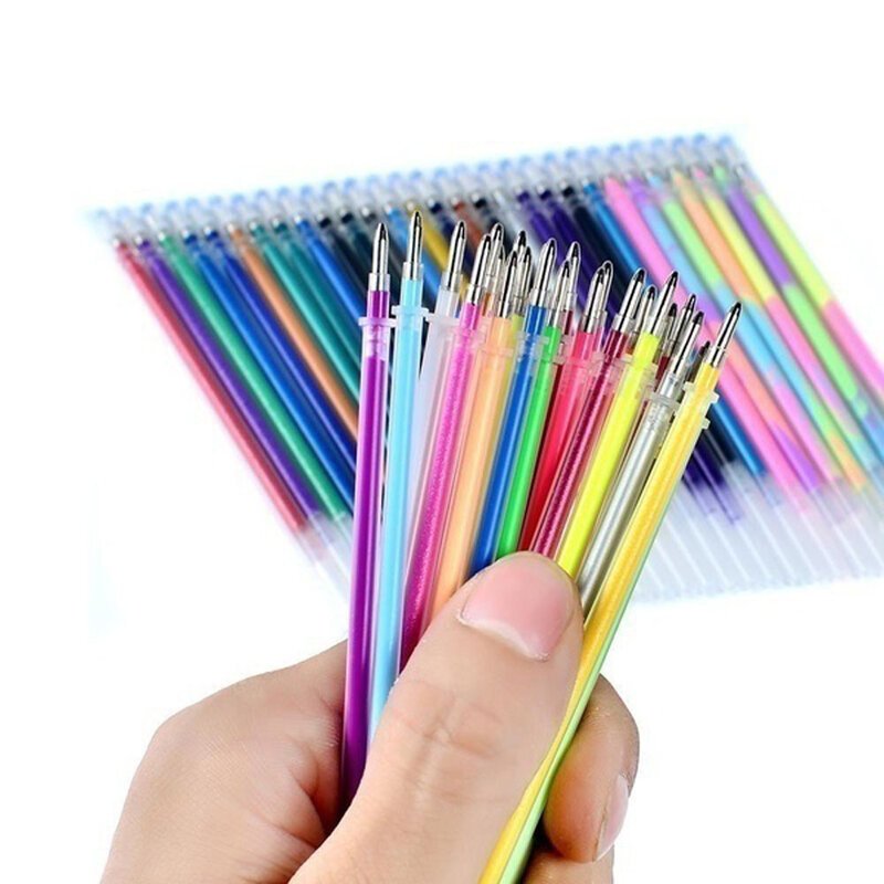 24pcs Color Gel Refill Office Color Gel Refill Glitter Stick Ink Office School Stationery Writing Supplies Handle Writing Tools