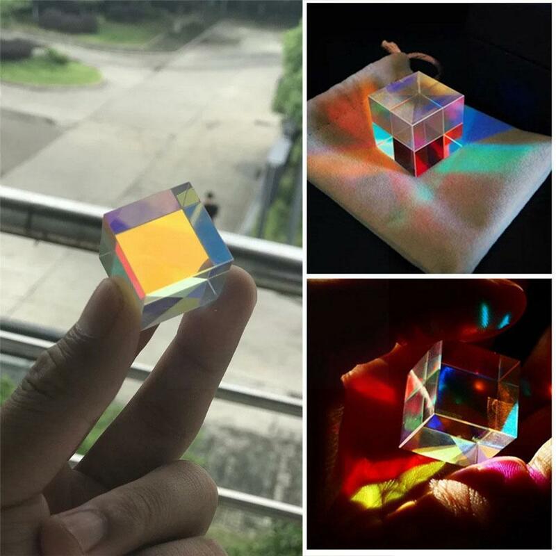 Ornamentos combinação de cores prisma de seis lados combinação brilhante prisma cúbico feixe colorido prisma vidro divisão k9 l s8h1