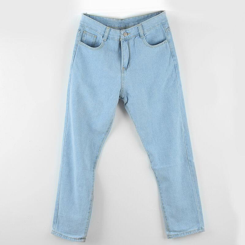 Новые свободные мужские бриджи, простой дизайн, высококачественные уютные универсальные повседневные Прямые джинсовые брюки для студенто...