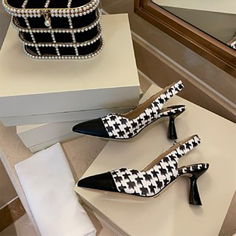 ฤดูใบไม้ร่วง2021ใหม่รองเท้าเดี่ยวรองเท้าสตรีสีดำและสีขาวหนัง Handmade Professional ชุดผู้หญิงรองเท้าขนา...