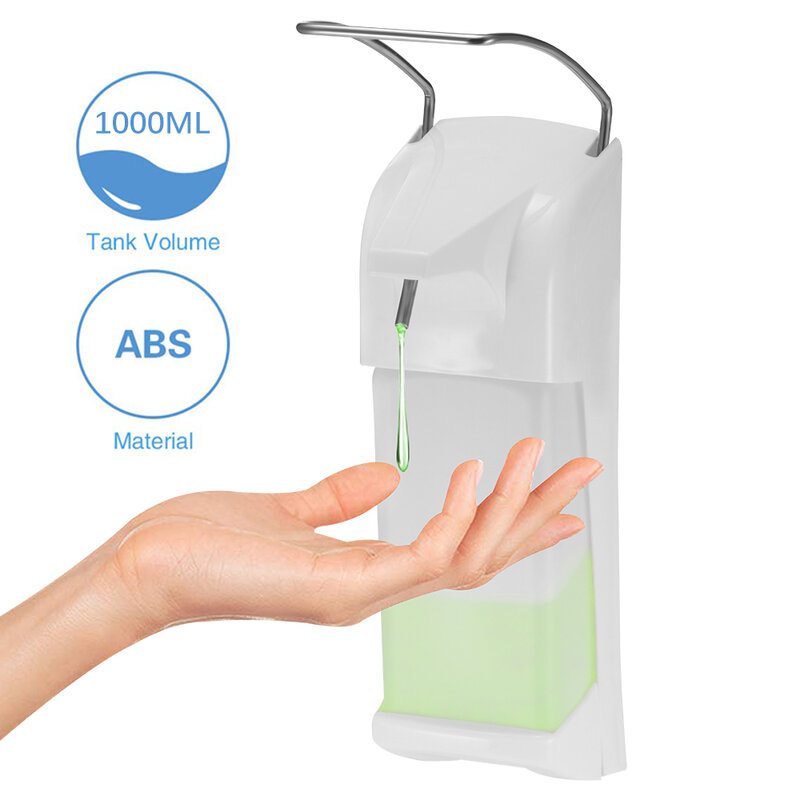 1000ml Wall Mounted Soap Dispenser Soap Dispenser ABS Manual Soap Dispenser Elbow Pressure Soap Pump For Family Hotel Bathroom