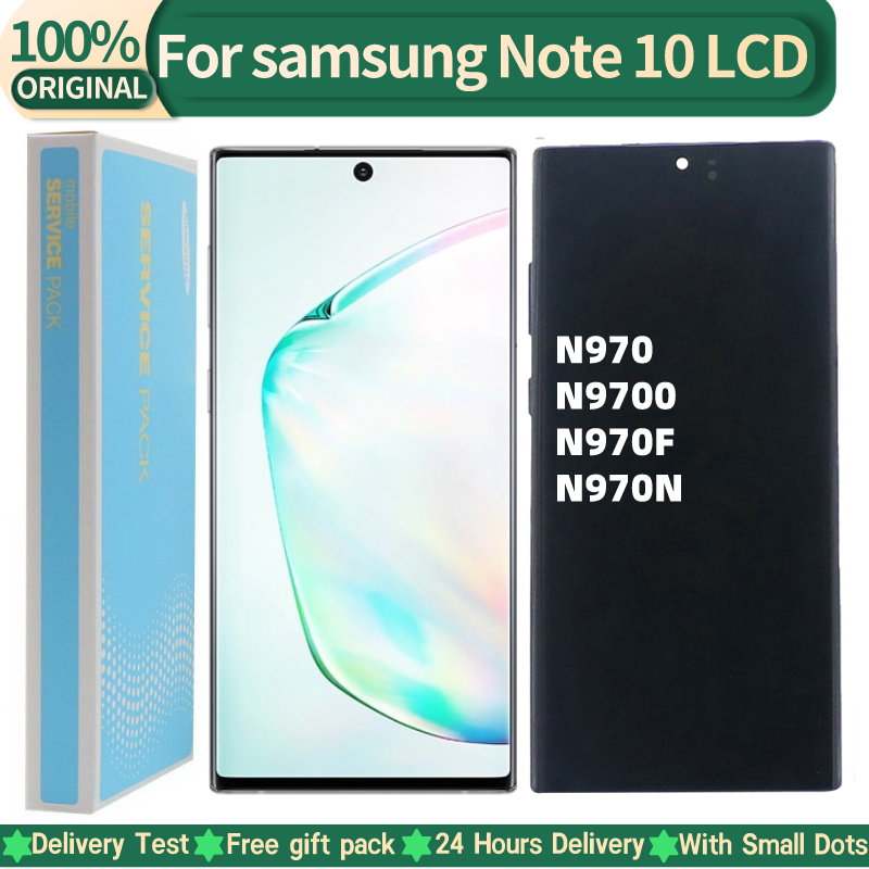 100% Originele Amoled Lcd Display Voor Samsung Galaxy Note 10 N970F Display N970N Touch Screen Digitizer Vervanging Met Stippen