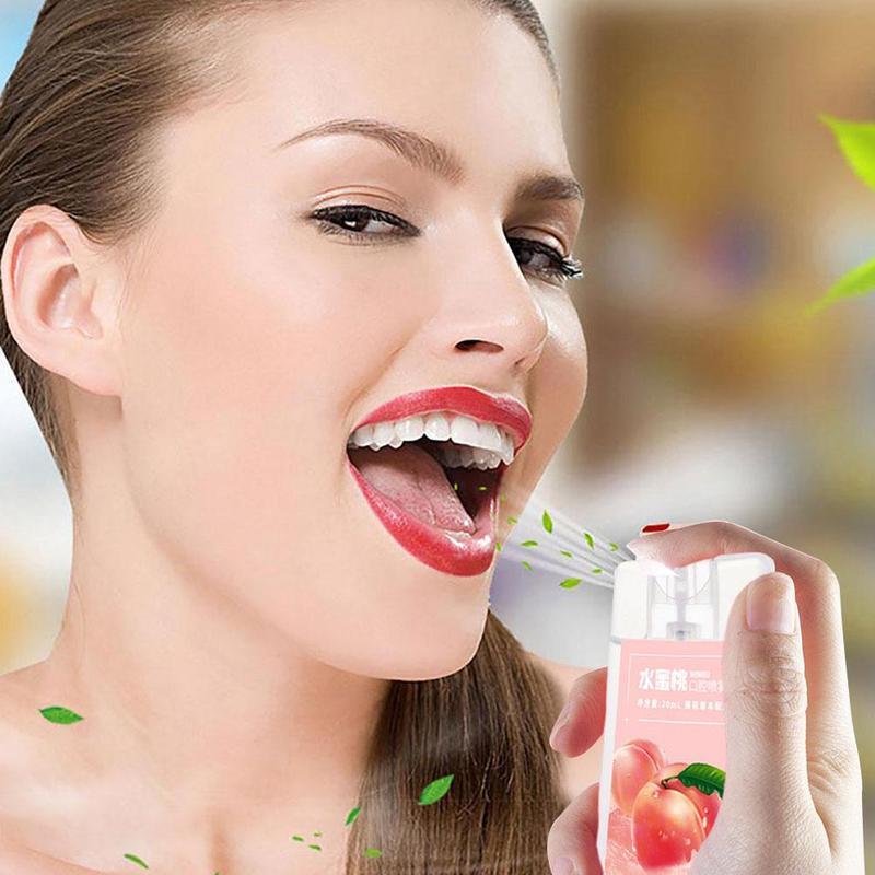 30pcs 20ml Breath Freshener Spray Peach Lemon Refresher Treatment Halitosis Liquid Treatment Care Spray G6S M0O6