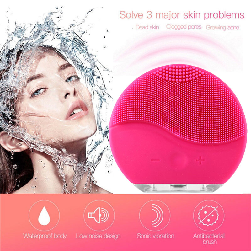 USB Charger Face Cleansing Pad Mini Electric Massage Brush Silicone Face Cleaner Deep Pore Cleansing Waterproof Skin Care Tool