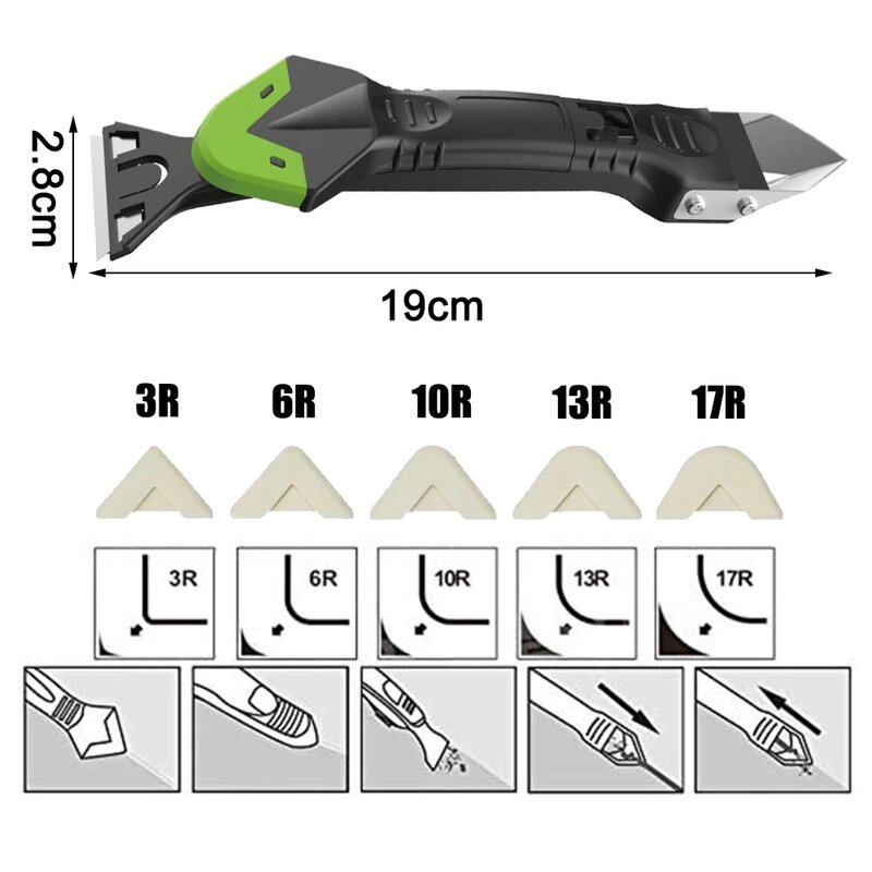 Criativo mais em 1 removedor de silicone calafetagem finisher selante raspador liso grout kit ferramentas plástico angular ferramentas manuais acessórios