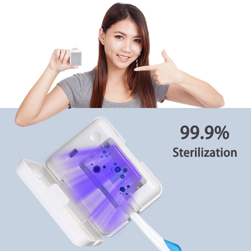 Inteligente escova de dentes esterilizador portátil antibactérias desinfecção desinfetante uvc lâmpada ultravioleta escova mais limpa
