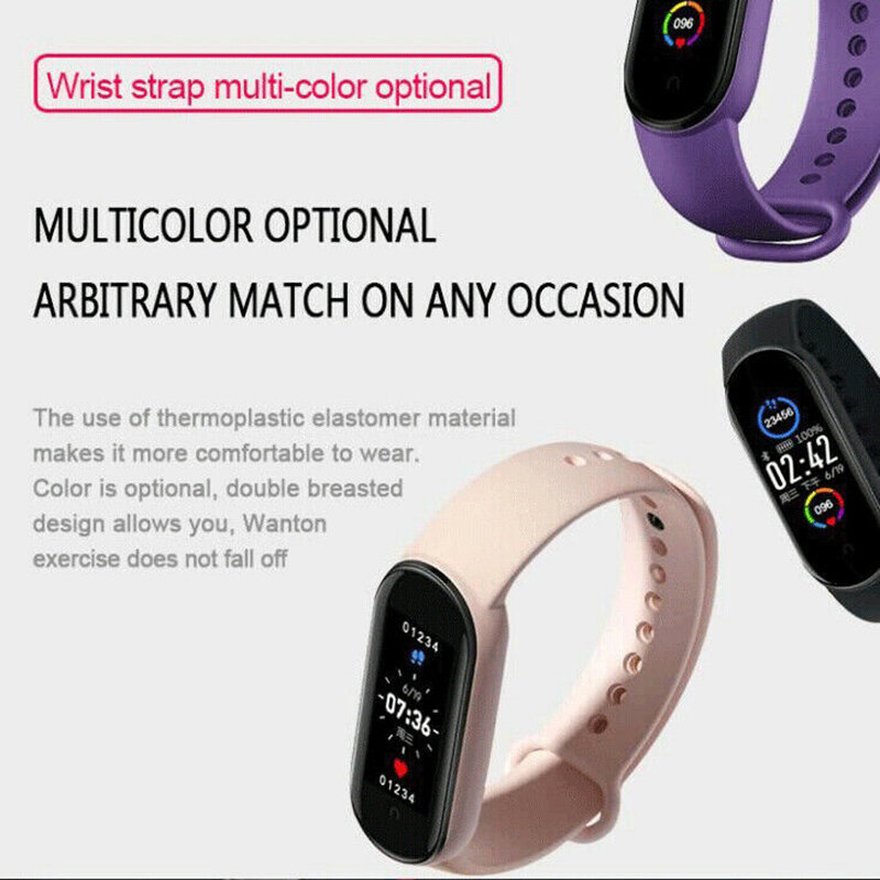 Reloj deportivo inteligente M5, pulsera con control del ritmo cardíaco y de la presión sanguínea, resistente al agua y con pantalla a Color
