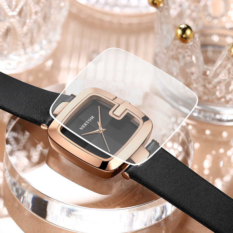 Повседневные женские кварцевые наручные часы NEKTOM, водонепроницаемые зеркальные часы Hardlex для женщин