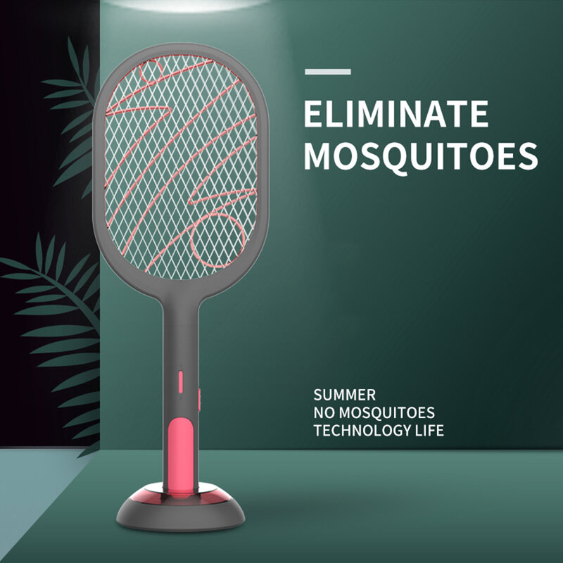 Matamoscas eléctrico, raqueta exterminadora de insectos, 2 modos, 1200mAh, USB, recargable, productos para el control de plagas