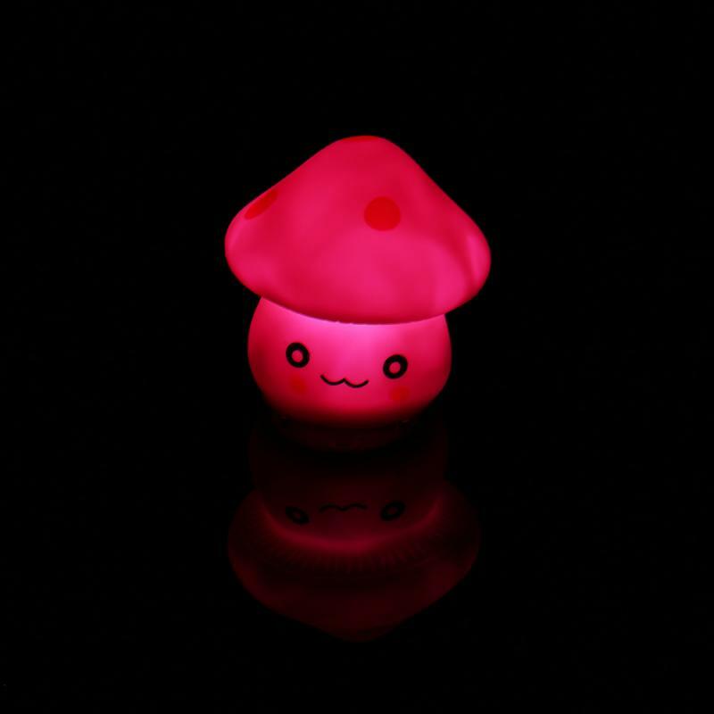 1 Buah 6 Warna Lampu Jamur LED Berubah Lucu Lampu Pesta Mini Lembut Bayi Anak Lampu Tidur Malam