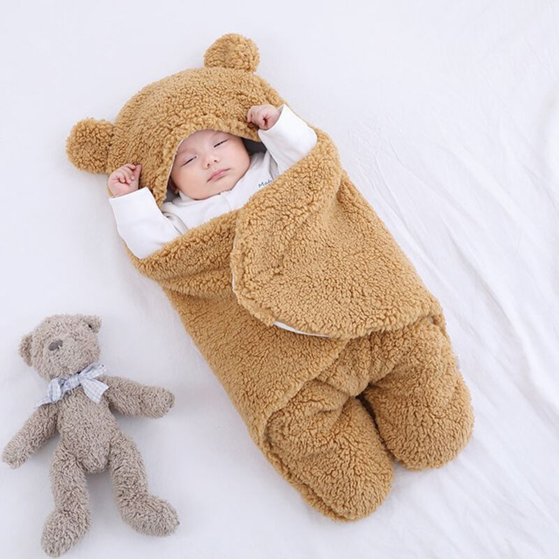 Saco de dormir para bebé, manta polar esponjosa y suave, manta de recepción, envolvente de recubrimiento grueso para recién nacido, 2021