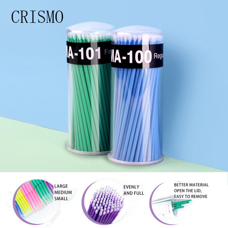 CRISMO 100pcs Disposable Micro Eyelash Brushes Mascara Applicator Wands Lashes Brushes Spoolers EyeLashes Extension Makeup Tools