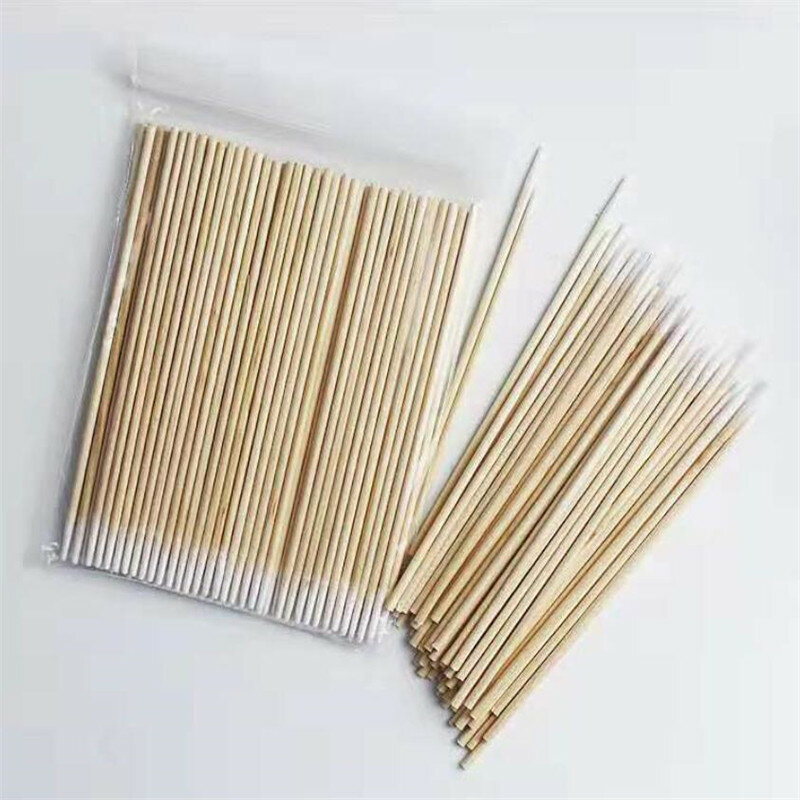 Cotonete de algodão descartável, instrumentos para remoção de extensão de cílios, cotonete de madeira sem fiapo com 100 peças