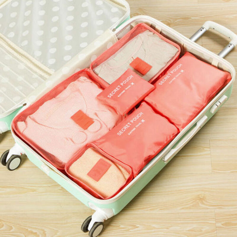 2021 Fashion 6Pcs Travel Clothes Storage Waterproof Bags Portable Luggage Organizer Pouch Packing Cube 8 Colors Local Stock