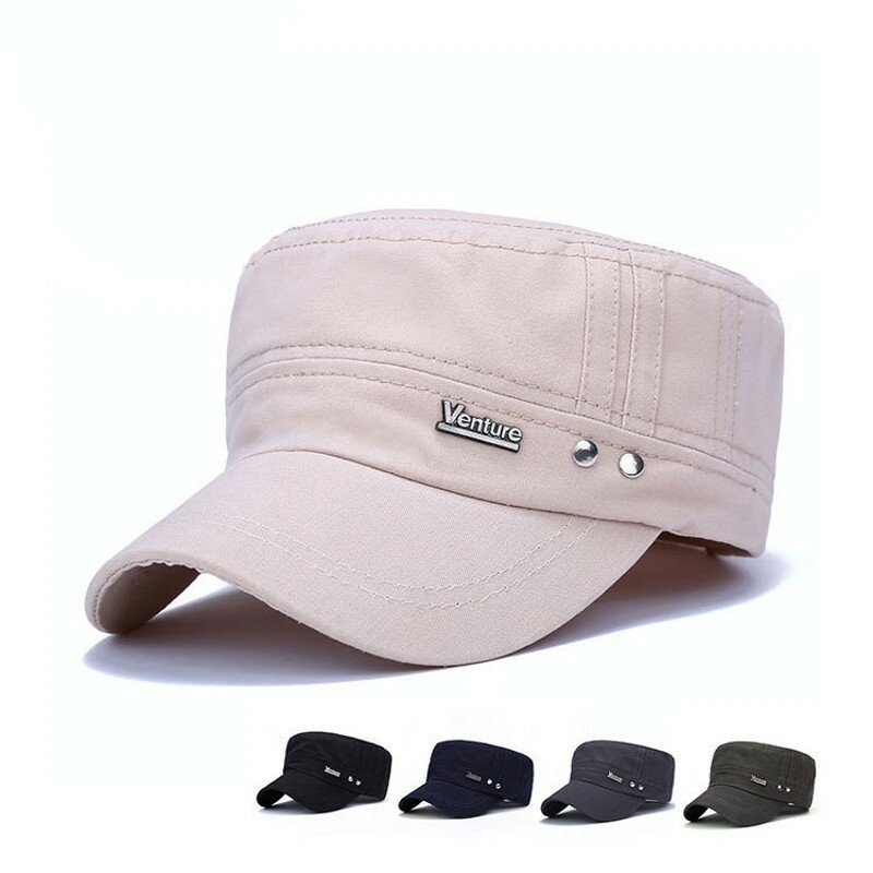ลำลองสีทึบแบนหมวกผ้าฝ้ายหมวกทหาร Cadet Army หมวกปรับเบสบอลหมวกกลางแจ้งหมวก Sun หมวก