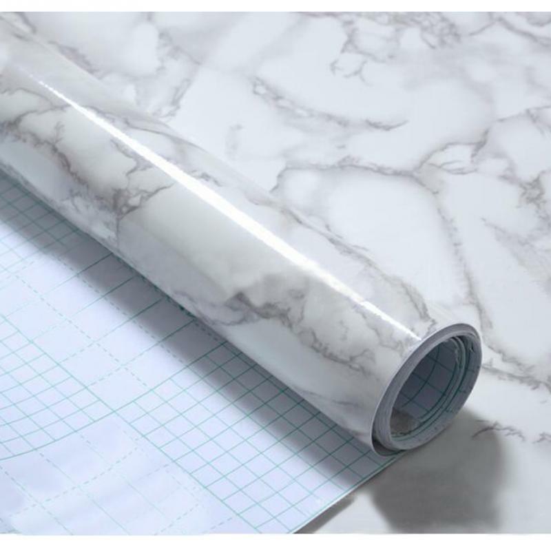 หินอ่อนไวนิลฟิล์ม Self Adhesive วอลล์เปเปอร์กันน้ำสำหรับห้องน้ำห้องครัวตู้เคาน์เตอร์กระดาษ PVC สติ๊...