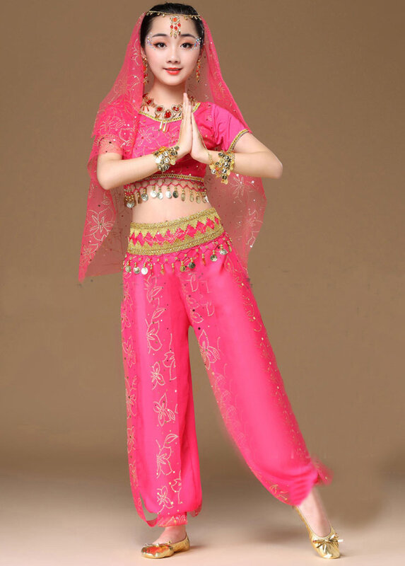 Crianças trajes de desempenho dança do ventre conjunto dança oriental crianças roupas índia dança roupas bellydance criança crianças conjunto 3 cores