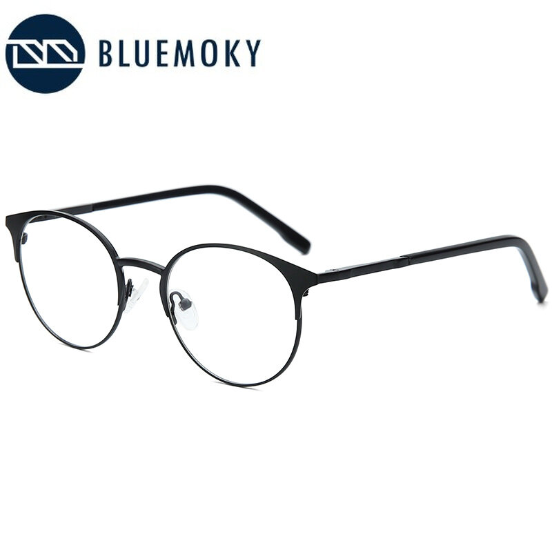 BLUEMOKY Alloy okrągłe okulary na receptę kobiety optyczne okulary dla krótkowzrocznych Retro nadwzroczność fotochromowe anty-niebieskie okulary