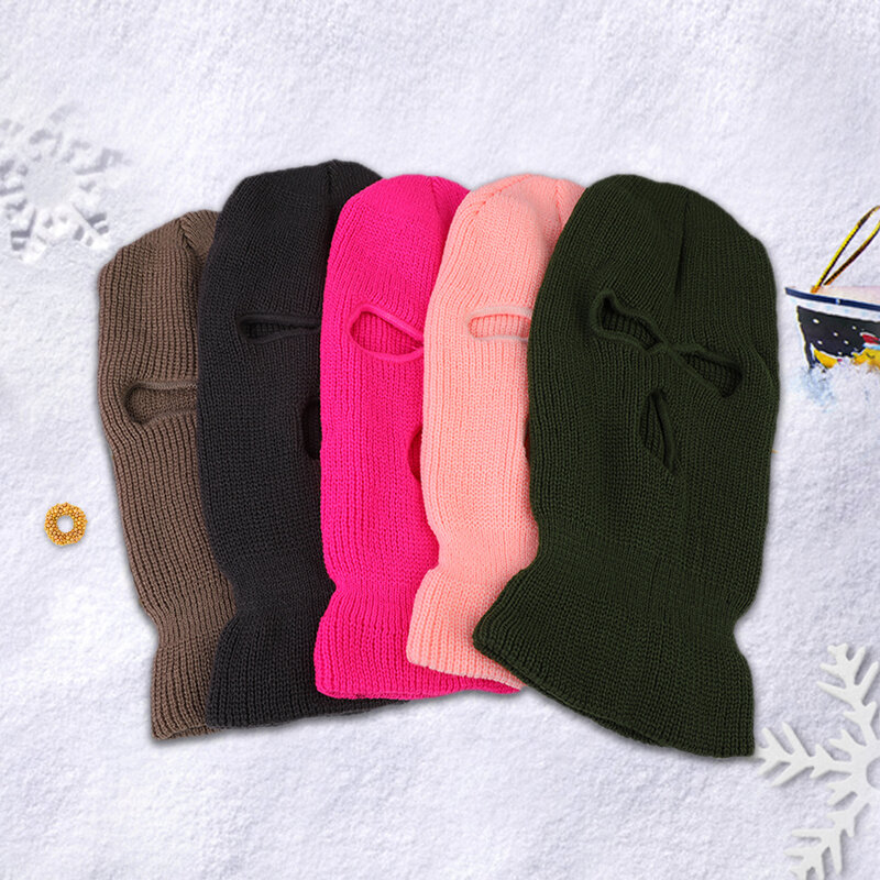 Full Face Cover Mask Three 3 Hole Balaclava Knit Hat Army Tactical CS Winter Ski Cycling Mask Beanie Hat Scarf Warm Face Masks