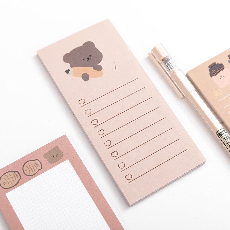 50 Sheets Cute Korean Biscuits Bear Memo Pad Message Notes Decorative Notepad