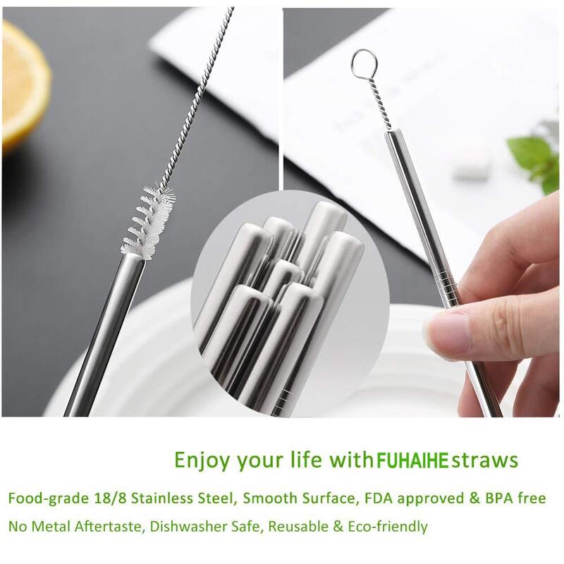 260x6mm Reusable Drinking Straw High Quality 304 Stainless Steel Metal Straw with Cleaner Brush For Mugs 20/30oz NeW