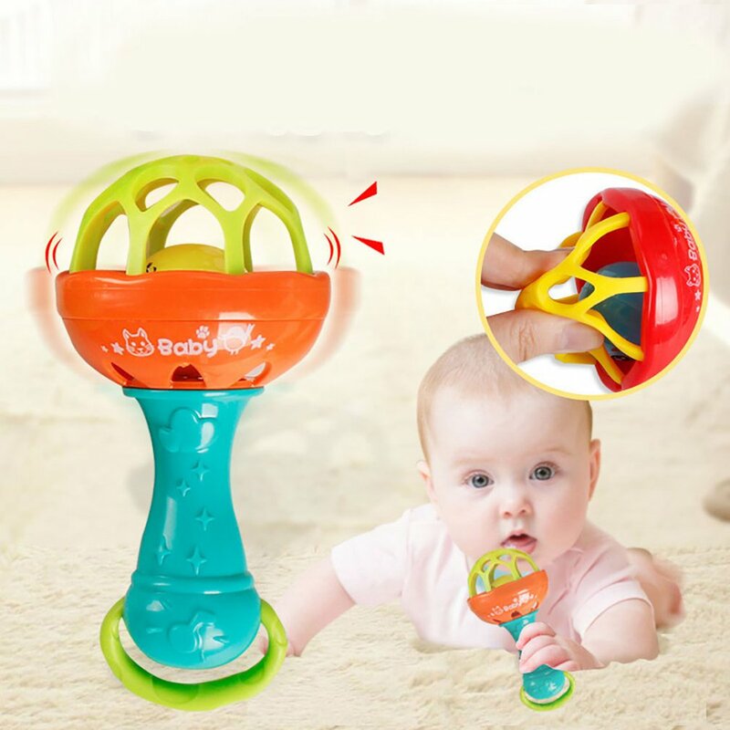 สนุกเกมเด็กทารกยางนุ่มTeether Rattle Rod Multi-Functional Baby Rattle Stick Teether Baby Hand Holdingของเล่น