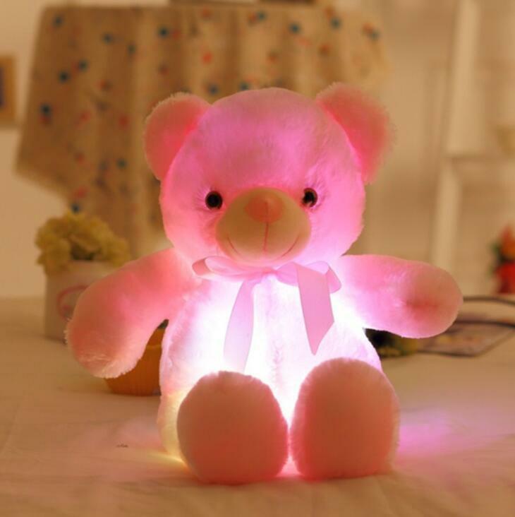 2021 nowy 30CM kolorowe świecące miś Luminous pluszowe zabawki LED niedźwiedź wypchane pluszowe lalki zabawka, pluszowy miś piękne prezenty dla dzieci