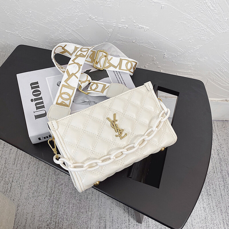 Bolso de mano de marca de lujo para mujer, bolsas de mano cuadradas simples a la moda, de diseñador de PU, bolsas de mensajero de hombro, 2021