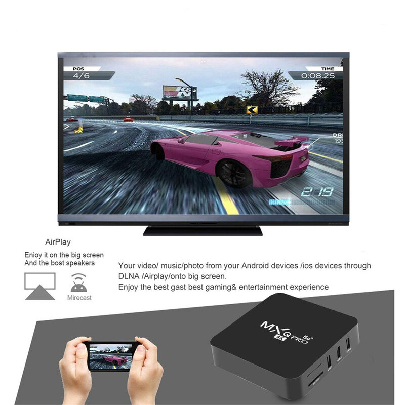 Mxq pro-tv box inteligente 4k, processador quad core, wi-fi, 1 gb + 8 gb, android 2.4