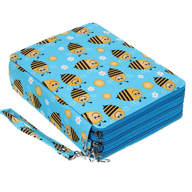 Boîte à stylos scolaire de style Kawaii, crayons avec porte-crayon et grande cartouche, papeterie coréenne à trous, motif singe mignon et abeille, 72/20