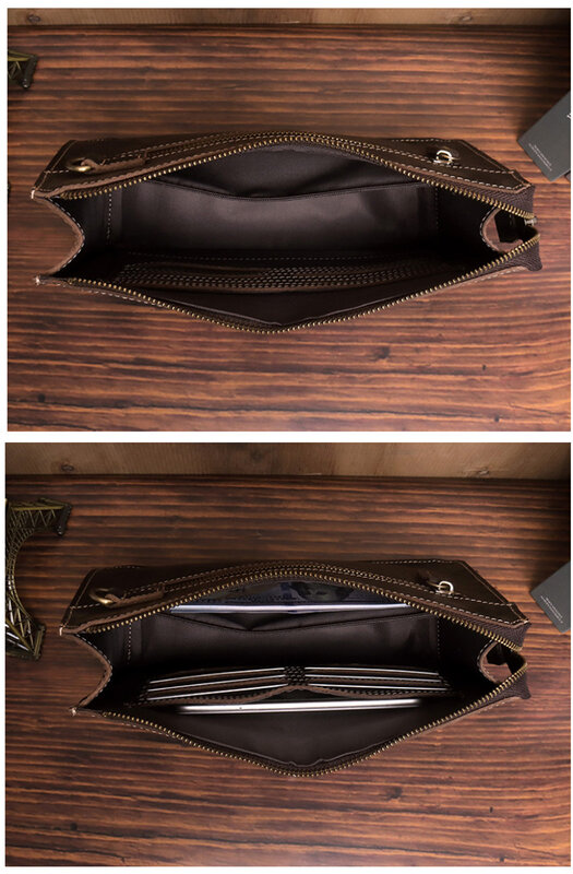 Head Ccowhide Hand Grip Envelope Bag Male Leather Vintage Handbag Bag Wrist with Bag Tablet Bag