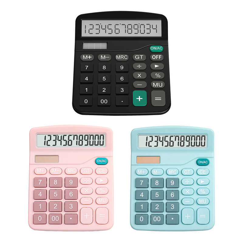 Snelle-calculadora de escritorio de mano para oficina en casa, pantalla de 12 Cijfers, doble energía Solar, Grote, Knop, negocios y cuentas