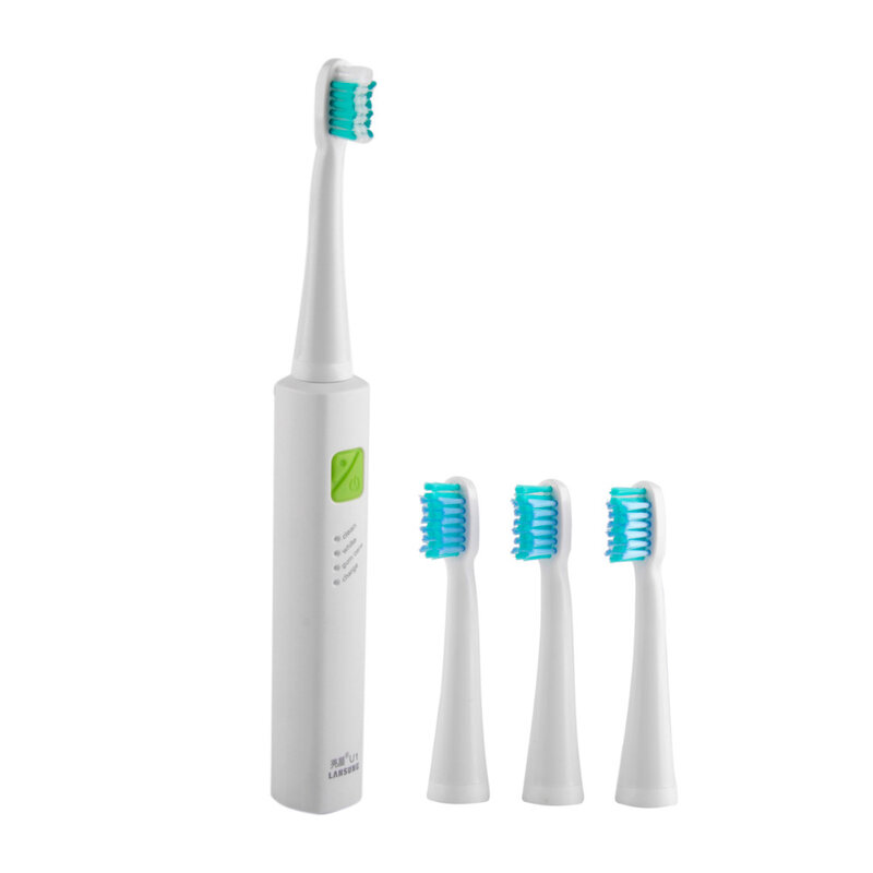 LANSUNG Ultrasonic Sonic Toothbrush USB Charge Rechargeable With 4 Pcs Replacement Heads Tooth Brushes Timer Brush
