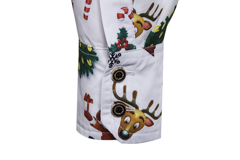 Camisa de Navidad para hombre, camisa de manga larga con botones, ropa de Nochebuena para Celebración de Festival