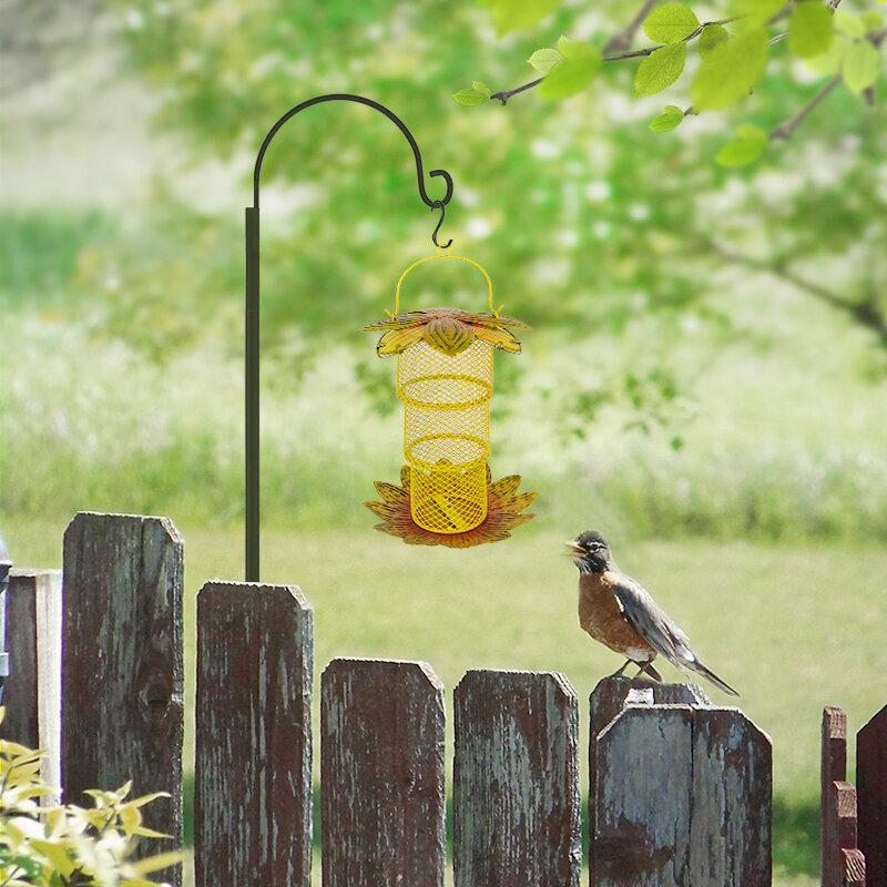 Alimentador de pássaros selvagem de metal, flor, vermelho para jardim, pendurado ao ar livre ou casa, decoração de suspensão para pássaro