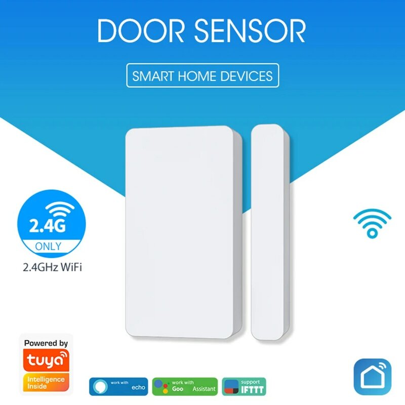 Alarma de seguridad con Sensor de ventana de puerta, alarma inteligente con WiFi, Detector de apertura/cierre, funciona con Tuya y Alexa