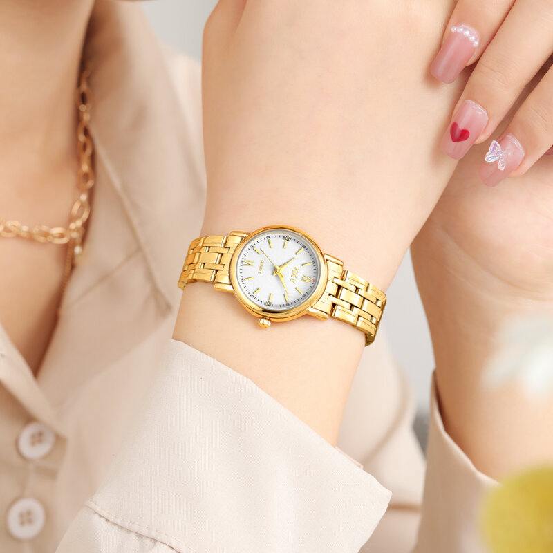 KKY-reloj de cuarzo dorado para hombre y mujer, pulsera de lujo, resistente al agua, informal, a la moda, 2021
