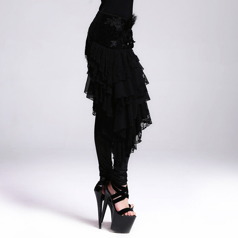 D.F-cinturón gótico Steampunk para mujer, cinturón con patrón gótico de alta calidad, cinturón negro adelgazante con borlas y plumas