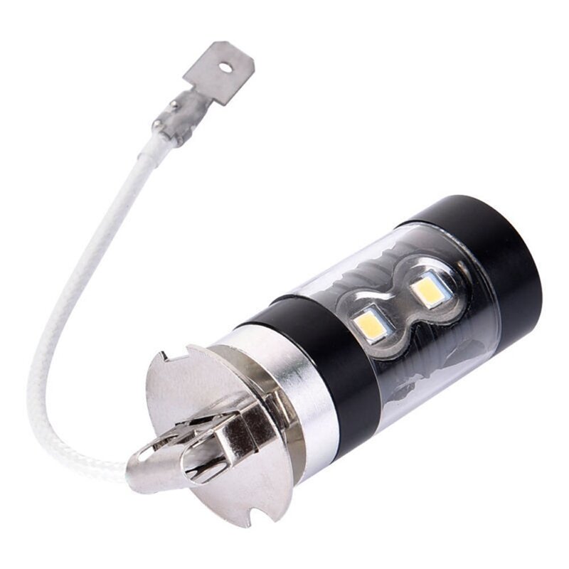Ampoule LED antibrouillard H3, blanche, 100W, 12-24V, 6000k, 1600lm, éclairage de voiture, kit de 2 pièces