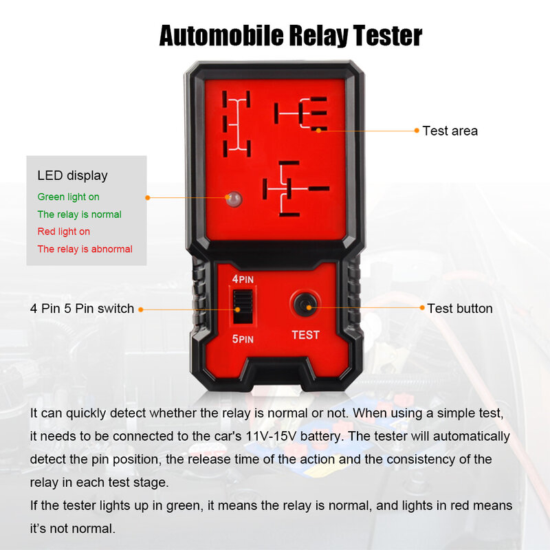 Automotive Relais Tester 12V Auto Relais Tester Elektronische Voltage Tester 4 Pin 5 Pin Universele Voor Auto 'S Batterij checker