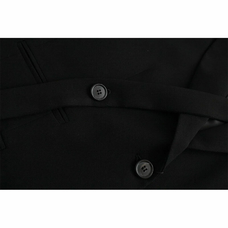 Nlzgmsj Za-chaqueta negra de manga larga para mujer, abrigo Vintage con bolsillos, ropa de calle elegante, 2021
