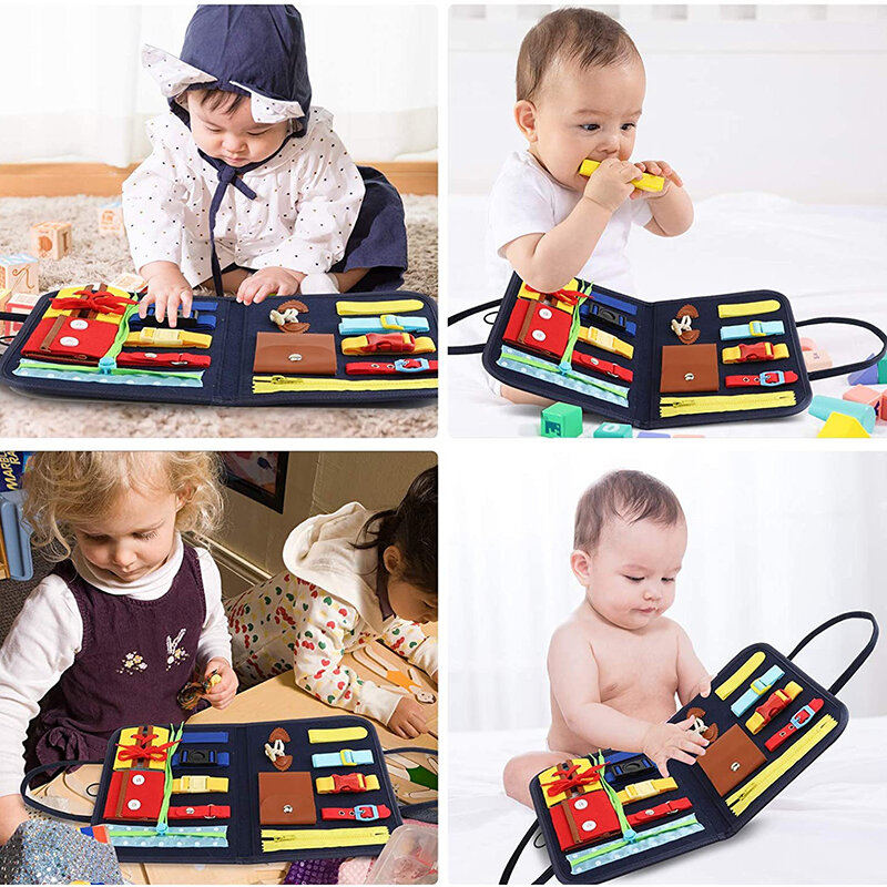 7 Kinds of Montessori Toy Early Education Dressing Buckle Baby Busy Board Sensory Development Basic Life Skills Girl Boy Gift