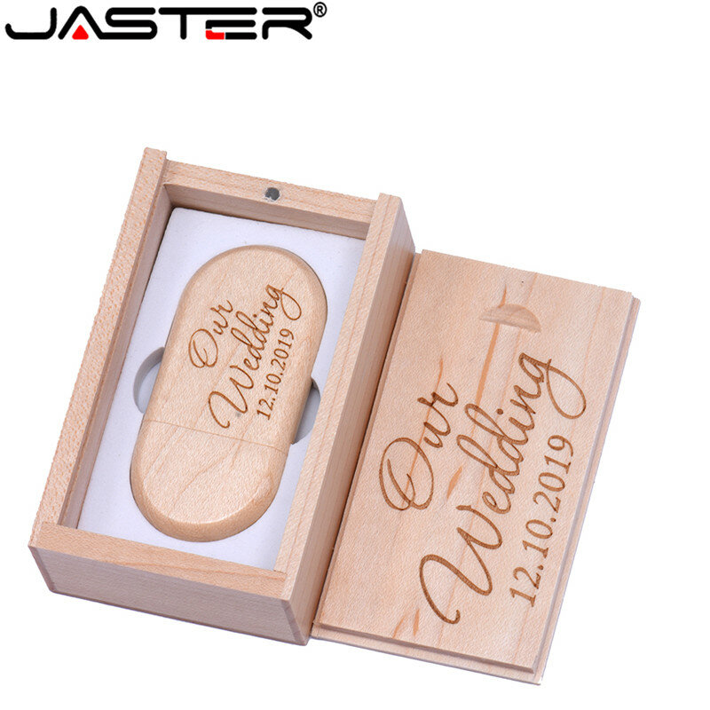 JASTER (Gratis Logo Kustom) USB Kayu Maple + Kotak USB Flash Pen Drive 4GB 8GB 16G 32GB 64GB 128GB Hadiah Fotografi Stik Memori