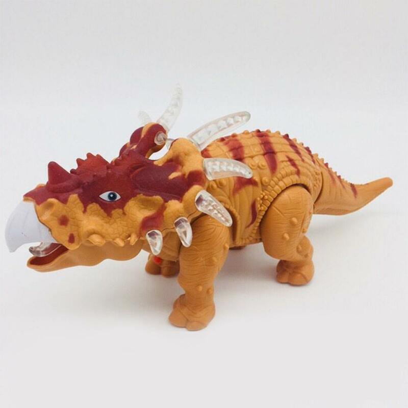 Kuulee Electric Walking Dinosaur with Sound Flashing Lights The Jurassic Triceratops Dinosaur Model Toys