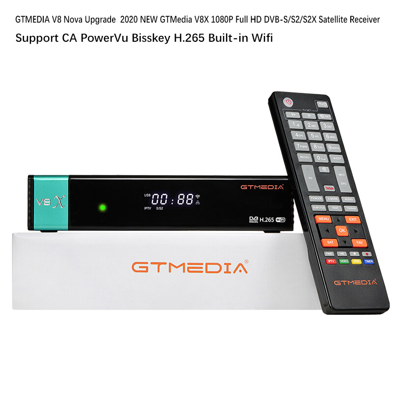 Nuovo HD 1080P GTmedia V8X DVB-S/S2/S2X ricevitore TV satellitare supporto WIFI integrato CA PowerVu ricoh key H.265 1 anno europa Cline V8X