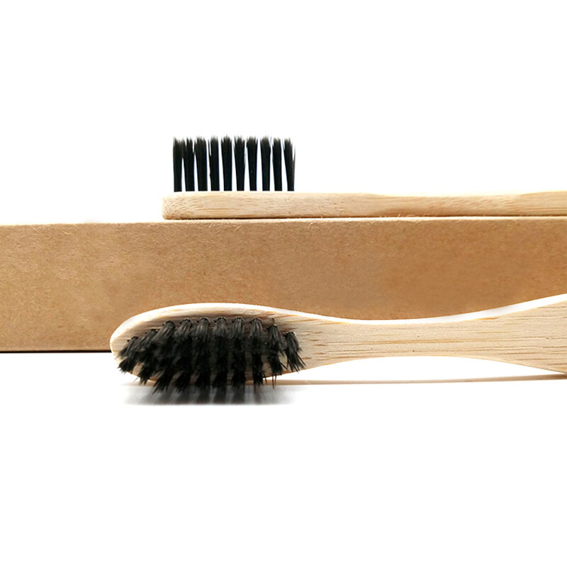 Escova de dentes de bambu natural ecológica, fibra macia higiênica para limpeza oral, cuidado com os dentes, cabo de madeira